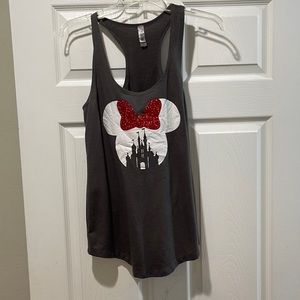 Disney Cinderella castle dark grey racer back tank.